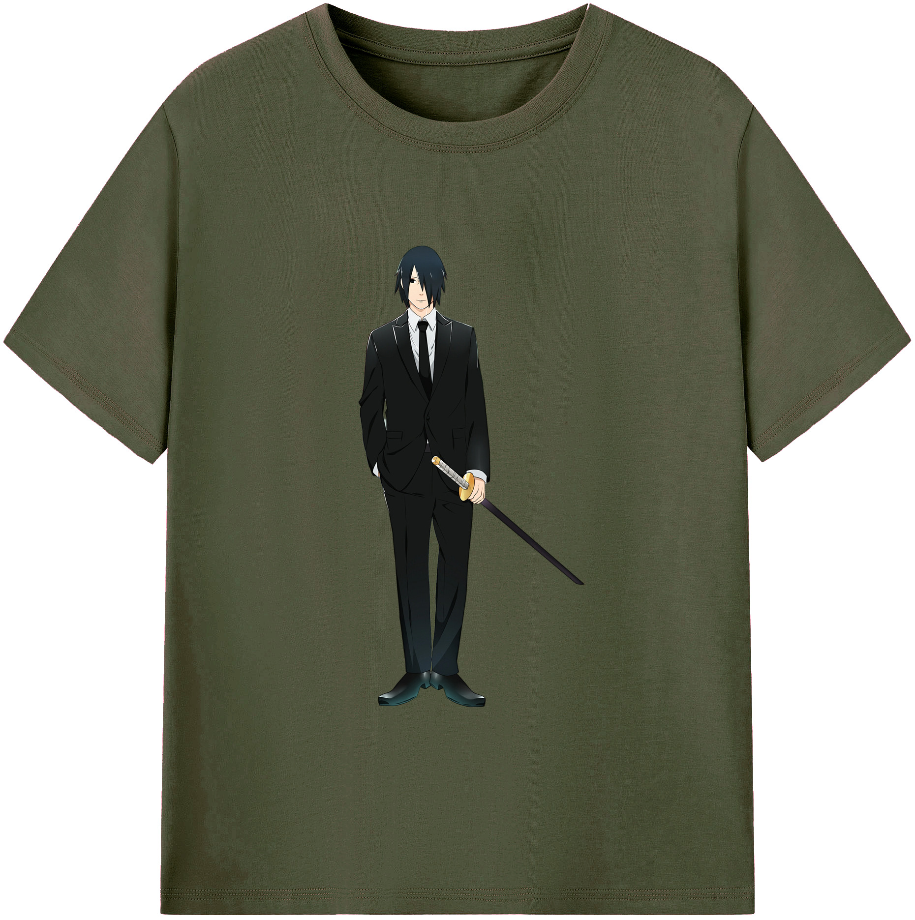 （画像用） NARUTO -ナルト- うちは サスケ Uchiha Sasuke 綿100％ メンズ半袖Tシャツ｜肌触りやわらか＆通気性